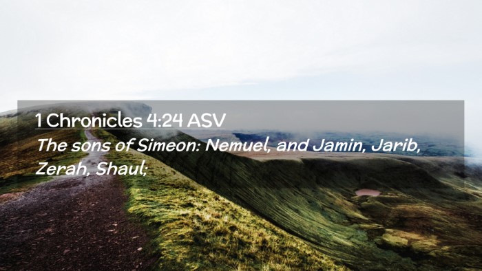 Picture 02 - 1 Chronicles 4:24 ASV Desktop Wallpaper - The sons of Simeon: Nemuel, and Jamin, Jarib, - Desktop Bible Verse Wallpaper