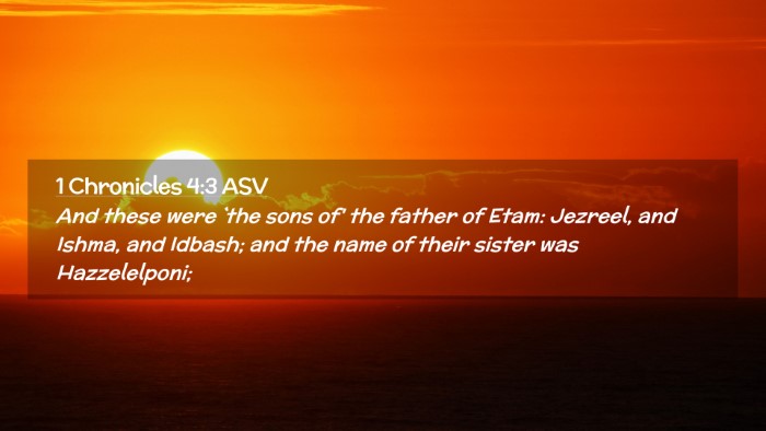 Picture 02 - 1 Chronicles 4:3 ASV Desktop Wallpaper - And these were `the sons of' the father of Etam: - Desktop Bible Verse Wallpaper