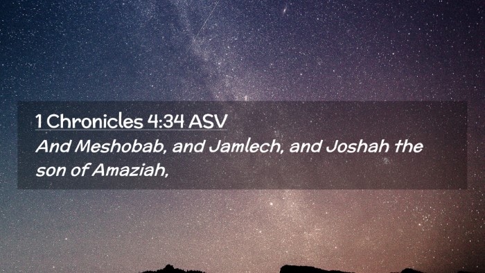 Picture 02 - 1 Chronicles 4:34 ASV Desktop Wallpaper - And Meshobab, and Jamlech, and Joshah the son of - Desktop Bible Verse Wallpaper
