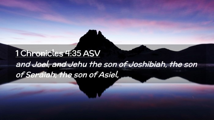 Picture 02 - 1 Chronicles 4:35 ASV Desktop Wallpaper - and Joel, and Jehu the son of Joshibiah, the son - Desktop Bible Verse Wallpaper