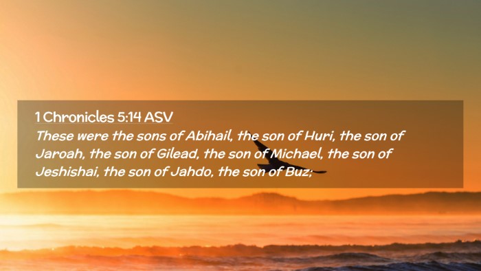 Picture 02 - 1 Chronicles 5:14 ASV Desktop Wallpaper - These were the sons of Abihail, the son of Huri, - Desktop Bible Verse Wallpaper