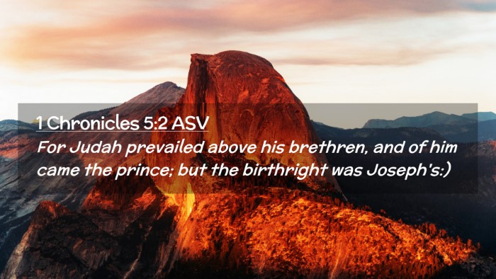 Picture 02 - 1 Chronicles 5:2 ASV Desktop Wallpaper - For Judah prevailed above his brethren, and of - Desktop Bible Verse Wallpaper