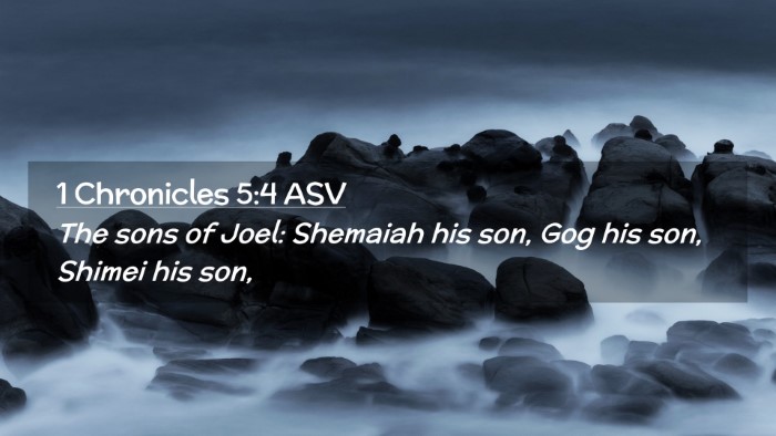 Picture 02 - 1 Chronicles 5:4 ASV Desktop Wallpaper - The sons of Joel: Shemaiah his son, Gog his son, - Desktop Bible Verse Wallpaper