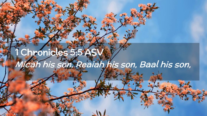 Picture 02 - 1 Chronicles 5:5 ASV Desktop Wallpaper - Micah his son, Reaiah his son, Baal his - Desktop Bible Verse Wallpaper