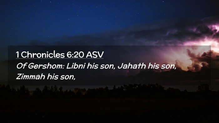 Picture 02 - 1 Chronicles 6:20 ASV Desktop Wallpaper - Of Gershom: Libni his son, Jahath his son, Zimmah - Desktop Bible Verse Wallpaper