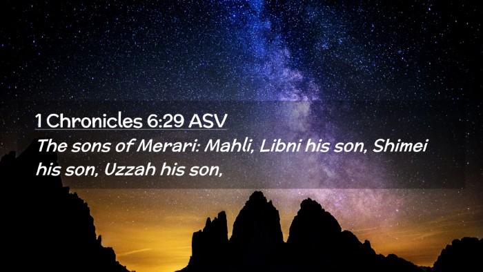 Picture 02 - 1 Chronicles 6:29 ASV Desktop Wallpaper - The sons of Merari: Mahli, Libni his son, Shimei - Desktop Bible Verse Wallpaper