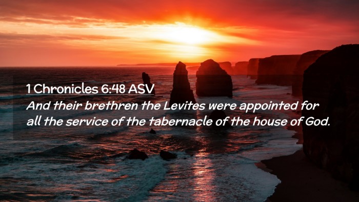 Picture 02 - 1 Chronicles 6:48 ASV Desktop Wallpaper - And their brethren the Levites were appointed for - Desktop Bible Verse Wallpaper