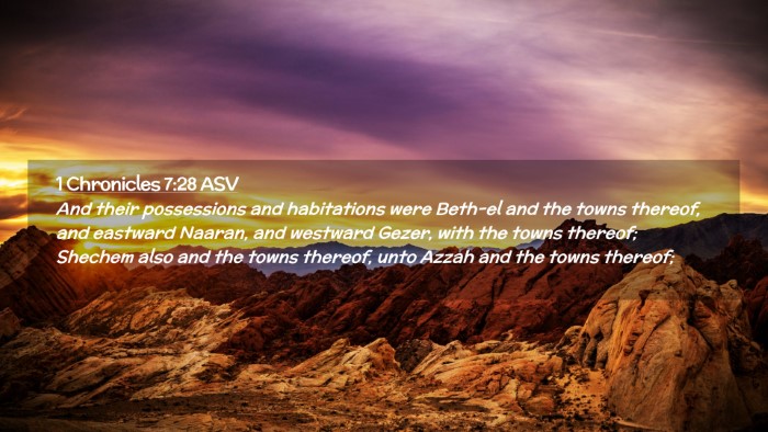 Picture 02 - 1 Chronicles 7:28 ASV Desktop Wallpaper - And their possessions and habitations were - Desktop Bible Verse Wallpaper