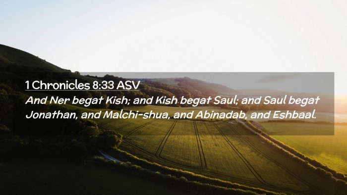 Picture 02 - 1 Chronicles 8:33 ASV Desktop Wallpaper - And Ner begat Kish; and Kish begat Saul; and Saul - Desktop Bible Verse Wallpaper
