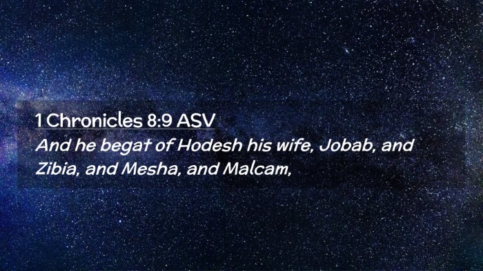 Picture 02 - 1 Chronicles 8:9 ASV Desktop Wallpaper - And he begat of Hodesh his wife, Jobab, and - Desktop Bible Verse Wallpaper