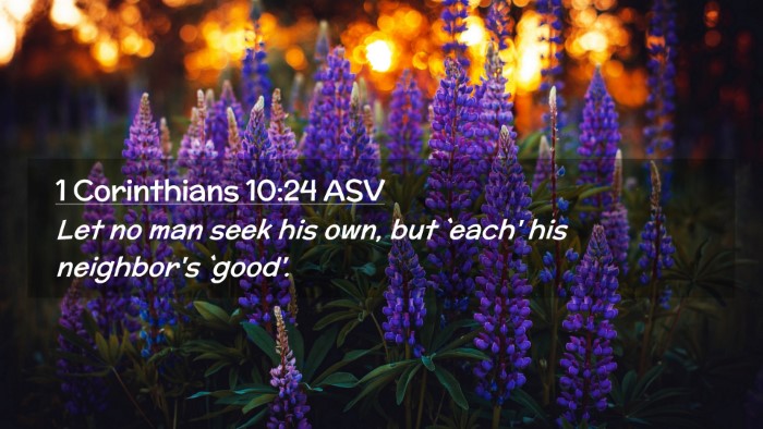 Picture 02 - 1 Corinthians 10:24 ASV Desktop Wallpaper - Let no man seek his own, but `each' his - Desktop Bible Verse Wallpaper