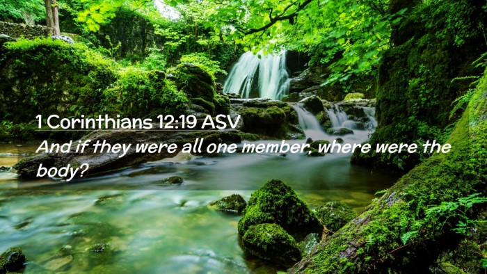 Picture 02 - 1 Corinthians 12:19 ASV Desktop Wallpaper - And if they were all one member, where were the - Desktop Bible Verse Wallpaper