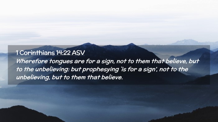 Picture 02 - 1 Corinthians 14:22 ASV Desktop Wallpaper - Wherefore tongues are for a sign, not to them - Desktop Bible Verse Wallpaper