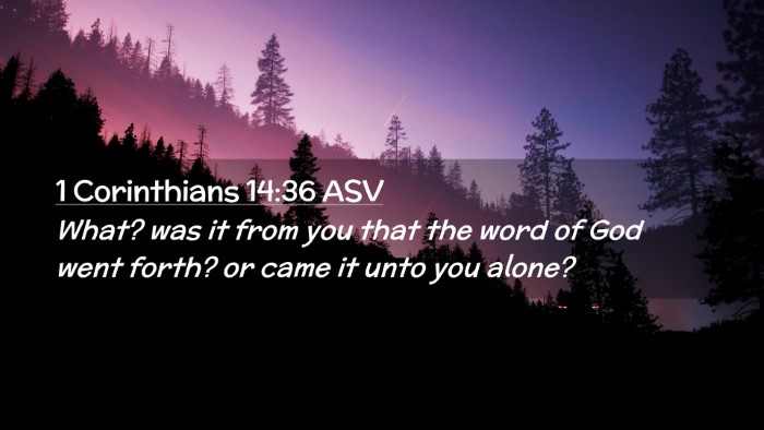 Picture 02 - 1 Corinthians 14:36 ASV Desktop Wallpaper - What? was it from you that the word of God went - Desktop Bible Verse Wallpaper