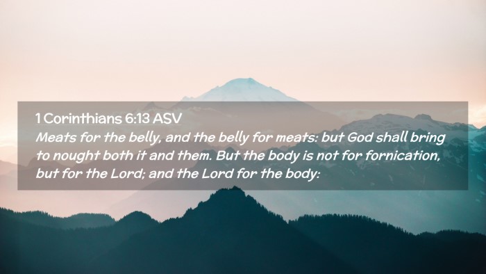 Picture 02 - 1 Corinthians 6:13 ASV Desktop Wallpaper - Meats for the belly, and the belly for meats: but - Desktop Bible Verse Wallpaper