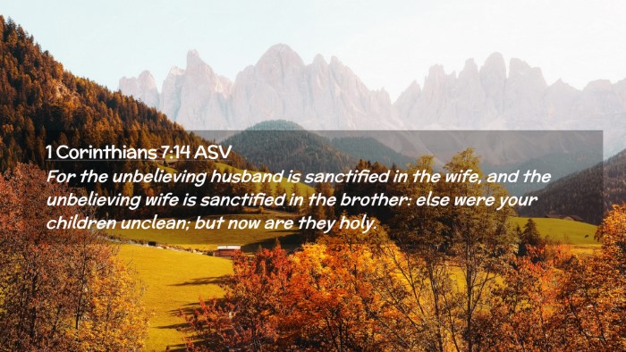 Picture 02 - 1 Corinthians 7:14 ASV Desktop Wallpaper - For the unbelieving husband is sanctified in the - Desktop Bible Verse Wallpaper