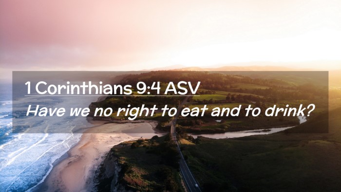 Picture 02 - 1 Corinthians 9:4 ASV Desktop Wallpaper - Have we no right to eat and to - Desktop Bible Verse Wallpaper