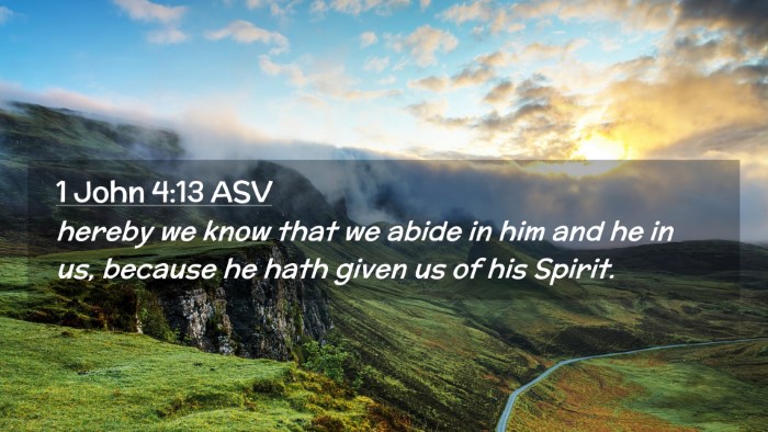Picture 02 - 1 John 4:13 ASV Desktop Wallpaper - hereby we know that we abide in him and he in us, - Desktop Bible Verse Wallpaper
