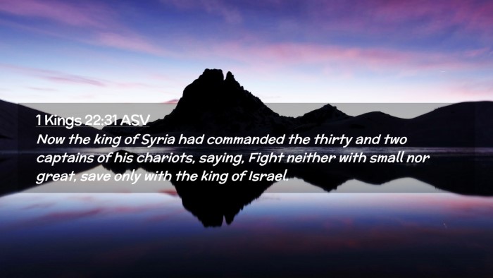 Picture 02 - 1 Kings 22:31 ASV Desktop Wallpaper - Now the king of Syria had commanded the thirty - Desktop Bible Verse Wallpaper