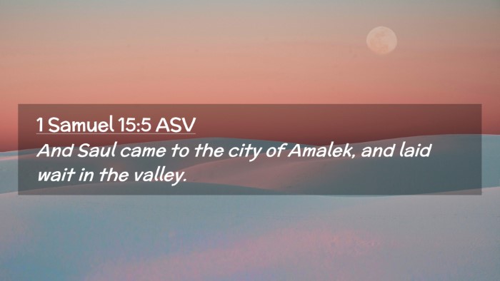 Picture 02 - 1 Samuel 15:5 ASV Desktop Wallpaper - And Saul came to the city of Amalek, and laid - Desktop Bible Verse Wallpaper