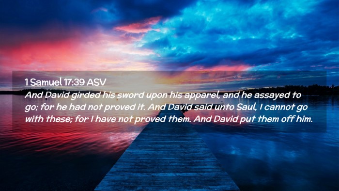 Picture 02 - 1 Samuel 17:39 ASV Desktop Wallpaper - And David girded his sword upon his apparel, and - Desktop Bible Verse Wallpaper