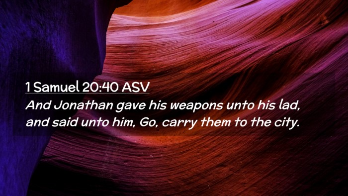 Picture 02 - 1 Samuel 20:40 ASV Desktop Wallpaper - And Jonathan gave his weapons unto his lad, and - Desktop Bible Verse Wallpaper