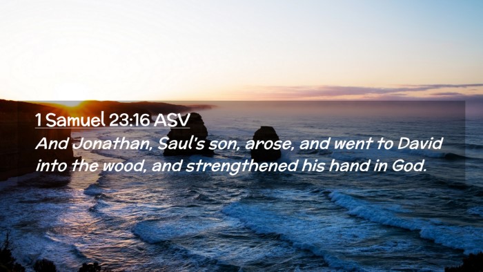 Picture 02 - 1 Samuel 23:16 ASV Desktop Wallpaper - And Jonathan, Saul's son, arose, and went to - Desktop Bible Verse Wallpaper