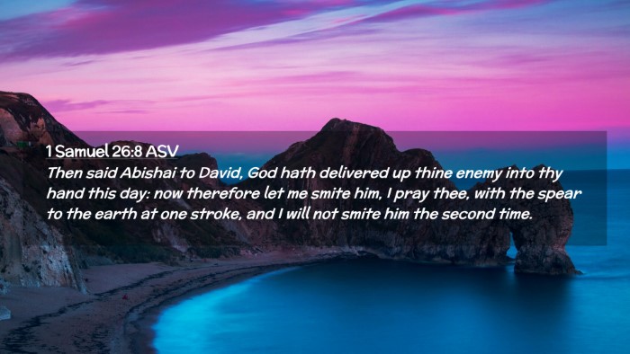 Picture 02 - 1 Samuel 26:8 ASV Desktop Wallpaper - Then said Abishai to David, God hath delivered up - Desktop Bible Verse Wallpaper