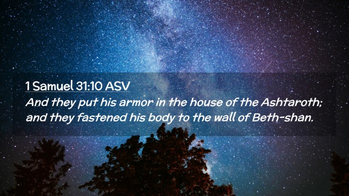 Picture 02 - 1 Samuel 31:10 ASV Desktop Wallpaper - And they put his armor in the house of the - Desktop Bible Verse Wallpaper