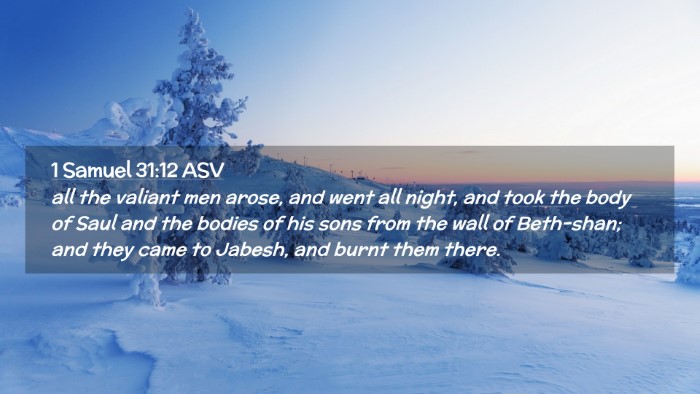 Picture 02 - 1 Samuel 31:12 ASV Desktop Wallpaper - all the valiant men arose, and went all night, - Desktop Bible Verse Wallpaper