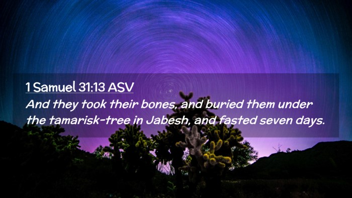 Picture 02 - 1 Samuel 31:13 ASV Desktop Wallpaper - And they took their bones, and buried them under - Desktop Bible Verse Wallpaper