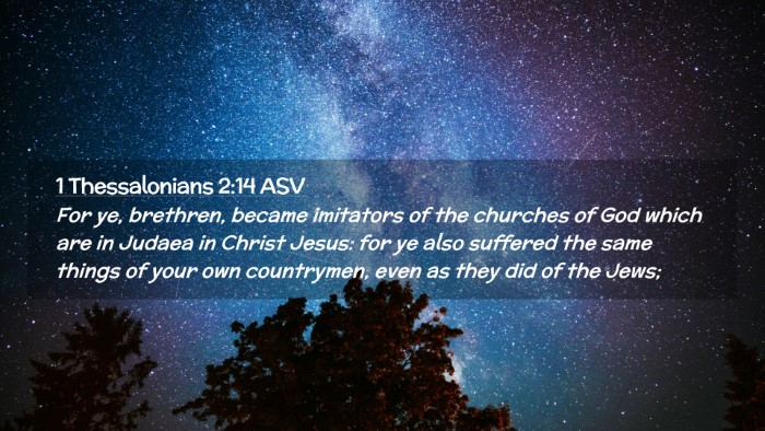 Picture 02 - 1 Thessalonians 2:14 ASV Desktop Wallpaper - For ye, brethren, became imitators of the - Desktop Bible Verse Wallpaper