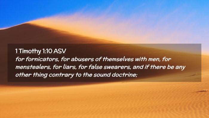 Picture 02 - 1 Timothy 1:10 ASV Desktop Wallpaper - for fornicators, for abusers of themselves with - Desktop Bible Verse Wallpaper