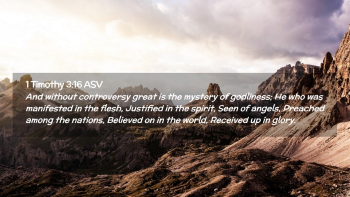 Picture 02 - 1 Timothy 3:16 ASV Desktop Wallpaper - And without controversy great is the mystery of - Desktop Bible Verse Wallpaper
