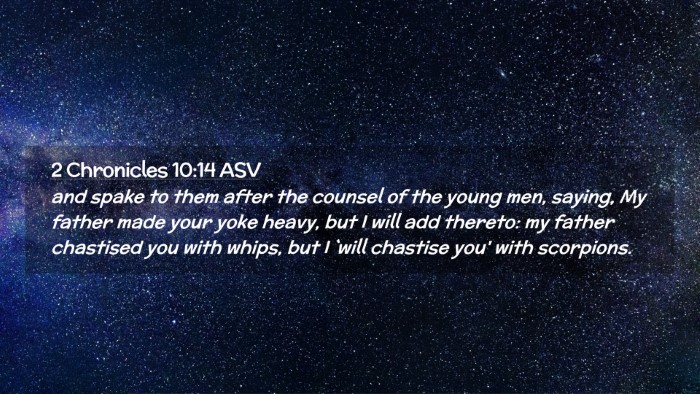 Picture 02 - 2 Chronicles 10:14 ASV Desktop Wallpaper - and spake to them after the counsel of the young - Desktop Bible Verse Wallpaper