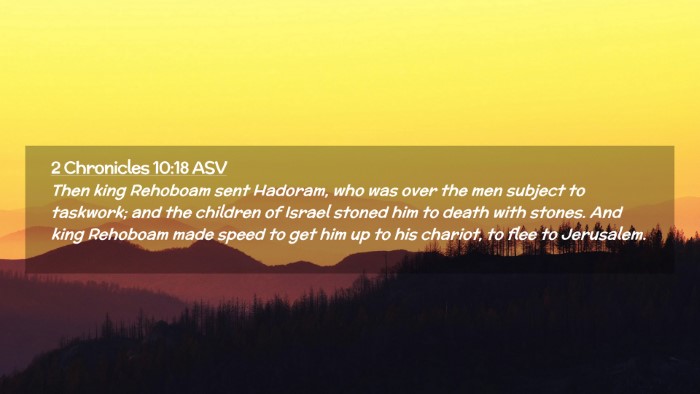 Picture 02 - 2 Chronicles 10:18 ASV Desktop Wallpaper - Then king Rehoboam sent Hadoram, who was over the - Desktop Bible Verse Wallpaper