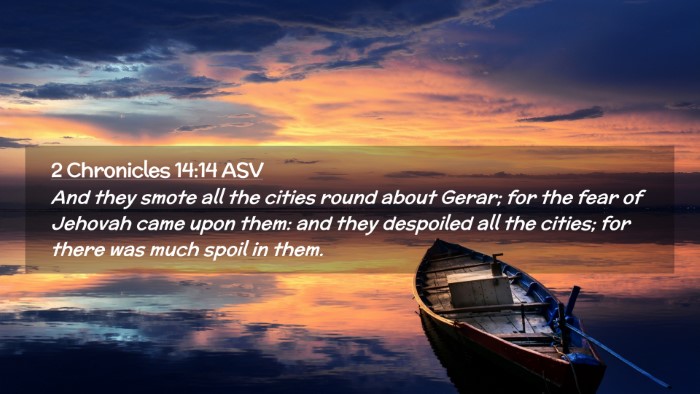 Picture 02 - 2 Chronicles 14:14 ASV Desktop Wallpaper - And they smote all the cities round about Gerar; - Desktop Bible Verse Wallpaper