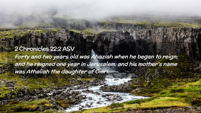 Picture 02 - 2 Chronicles 22:2 ASV Desktop Wallpaper - Forty and two years old was Ahaziah when he began - Desktop Bible Verse Wallpaper