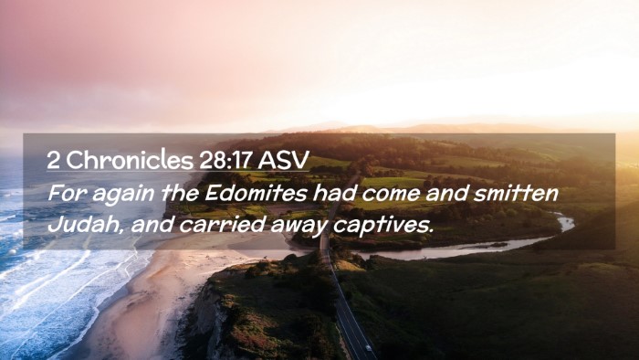 Picture 02 - 2 Chronicles 28:17 ASV Desktop Wallpaper - For again the Edomites had come and smitten - Desktop Bible Verse Wallpaper