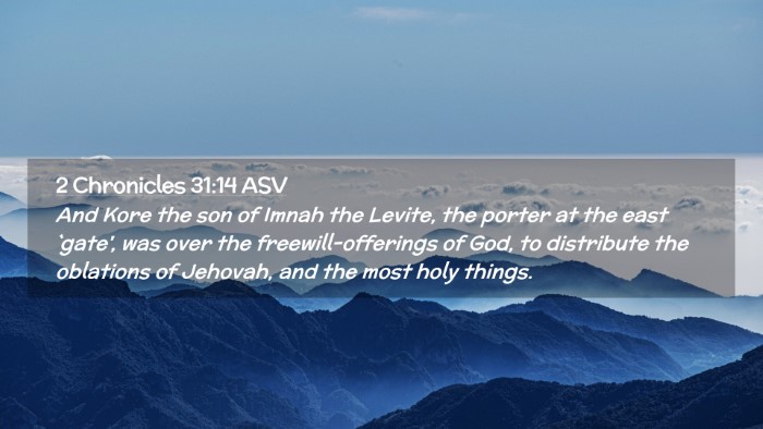 Picture 02 - 2 Chronicles 31:14 ASV Desktop Wallpaper - And Kore the son of Imnah the Levite, the porter - Desktop Bible Verse Wallpaper