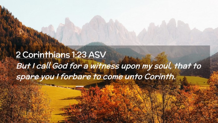 Picture 02 - 2 Corinthians 1:23 ASV Desktop Wallpaper - But I call God for a witness upon my soul, that - Desktop Bible Verse Wallpaper