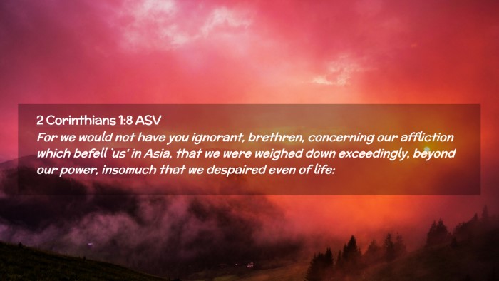 Picture 02 - 2 Corinthians 1:8 ASV Desktop Wallpaper - For we would not have you ignorant, brethren, - Desktop Bible Verse Wallpaper