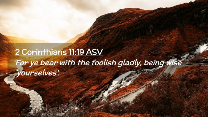 Picture 02 - 2 Corinthians 11:19 ASV Desktop Wallpaper - For ye bear with the foolish gladly, being wise - Desktop Bible Verse Wallpaper