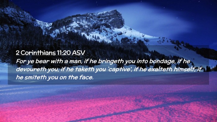 Picture 02 - 2 Corinthians 11:20 ASV Desktop Wallpaper - For ye bear with a man, if he bringeth you into - Desktop Bible Verse Wallpaper