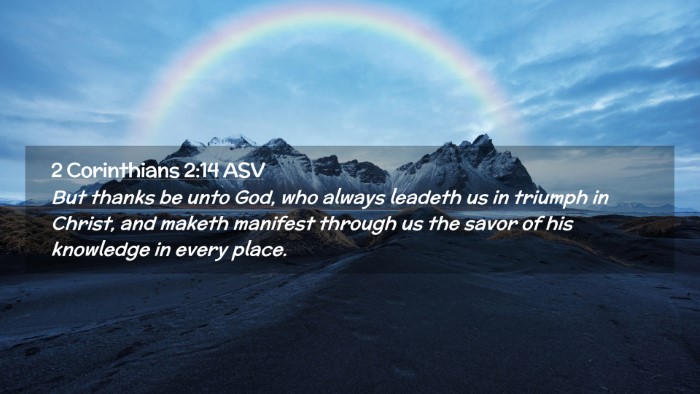 Picture 02 - 2 Corinthians 2:14 ASV Desktop Wallpaper - But thanks be unto God, who always leadeth us in - Desktop Bible Verse Wallpaper