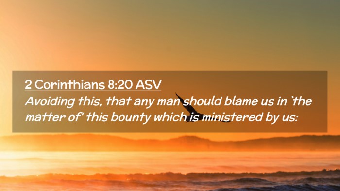 Picture 02 - 2 Corinthians 8:20 ASV Desktop Wallpaper - Avoiding this, that any man should blame us in - Desktop Bible Verse Wallpaper