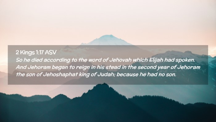 Picture 02 - 2 Kings 1:17 ASV Desktop Wallpaper - So he died according to the word of Jehovah which - Desktop Bible Verse Wallpaper