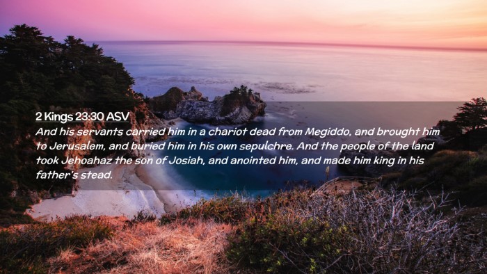 Picture 02 - 2 Kings 23:30 ASV Desktop Wallpaper - And his servants carried him in a chariot dead - Desktop Bible Verse Wallpaper
