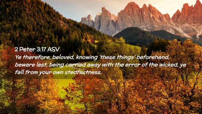 Picture 02 - 2 Peter 3:17 ASV Desktop Wallpaper - Ye therefore, beloved, knowing `these things' - Desktop Bible Verse Wallpaper