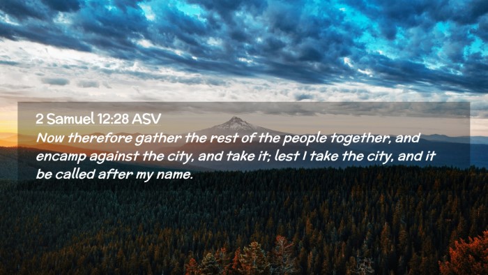 Picture 02 - 2 Samuel 12:28 ASV Desktop Wallpaper - Now therefore gather the rest of the people - Desktop Bible Verse Wallpaper
